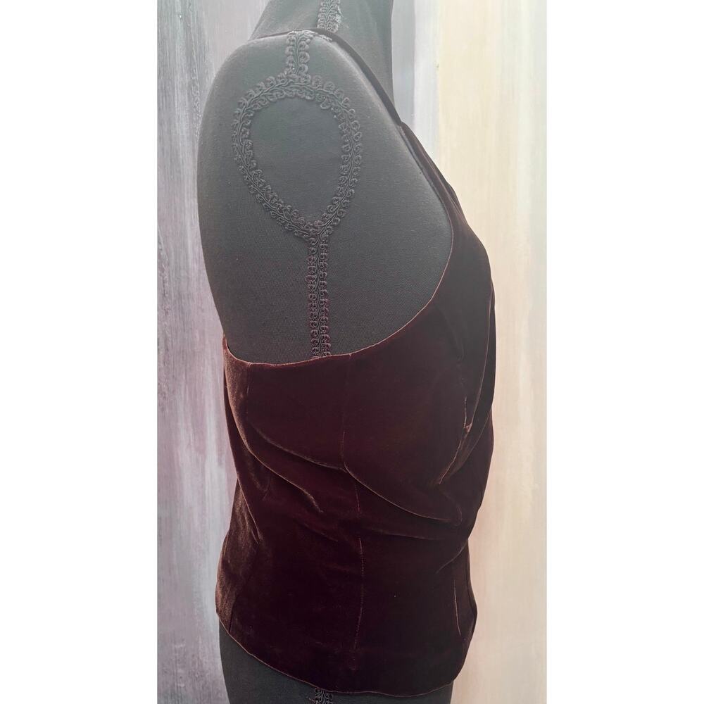 Ann Taylor Silk Blend Velvet One Shoulder Top Brown Asymmetrical Cocktail Sz 6 - Picture 4 of 9